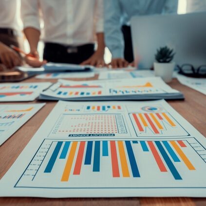 Focus,Panorama,Shot,Of,Chart,And,Graph,Paper,With,Blur