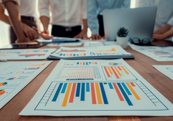 Focus,Panorama,Shot,Of,Chart,And,Graph,Paper,With,Blur